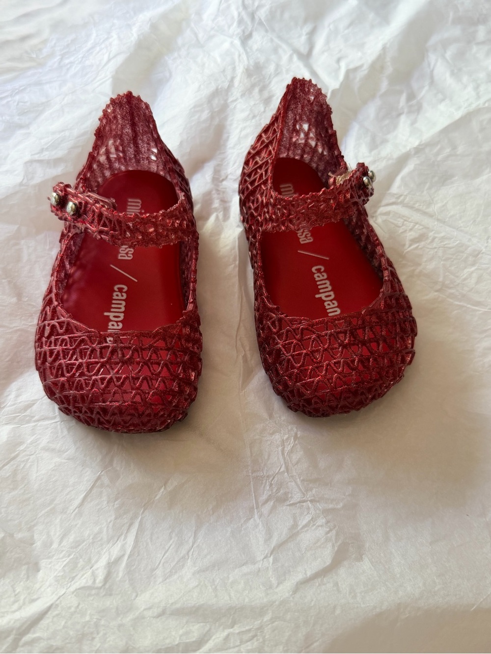 Mini Melissa Red Jelly Mary Jane Sandals